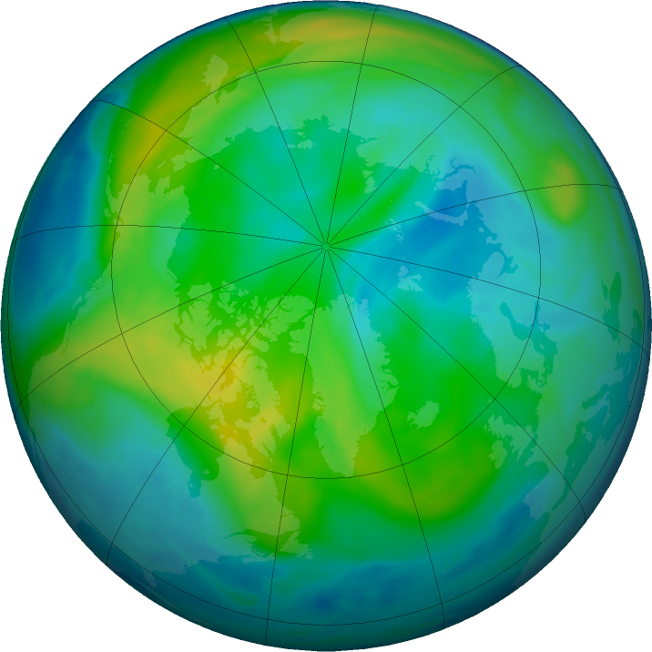 Arctic ozone map for 02 November 2022